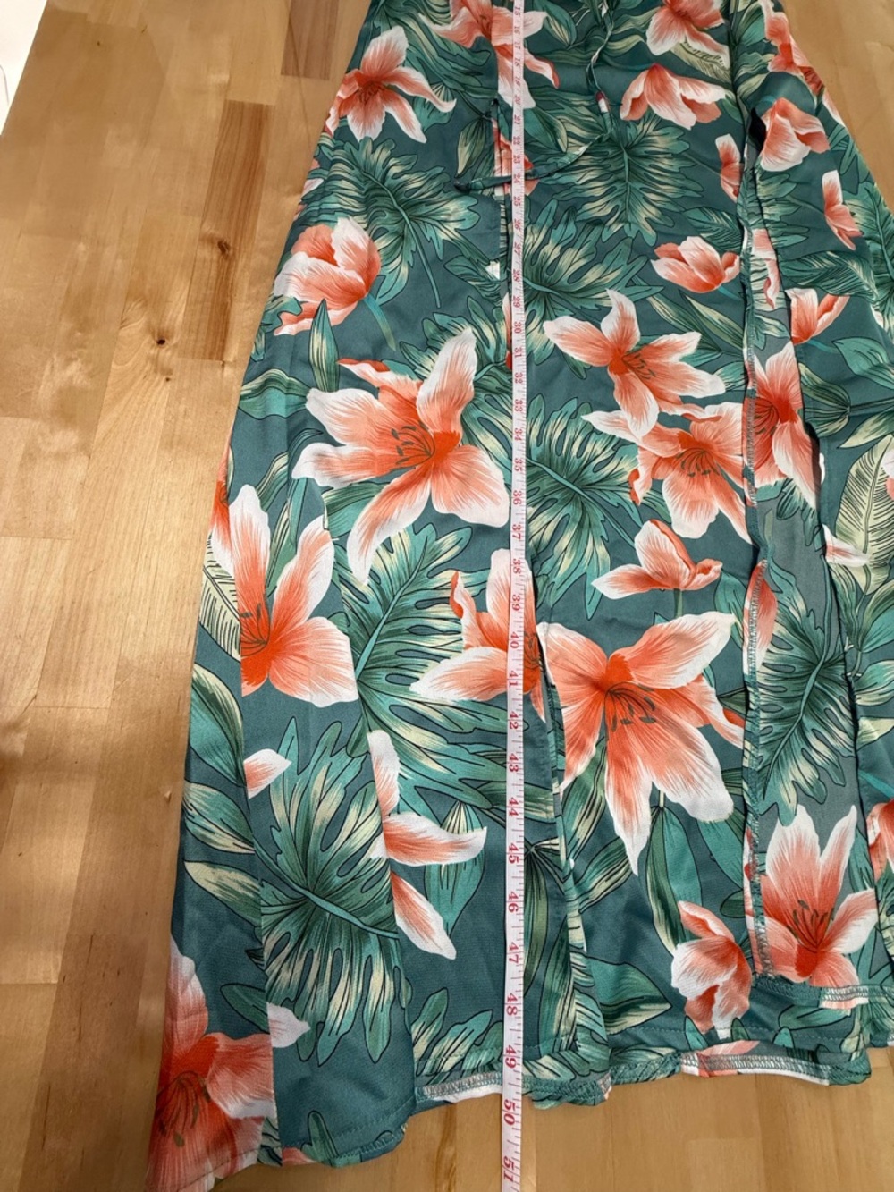 Tropical Floral Strapless Maxi Dress Green Orange Boho Beach Resort Size Sm EUC - Picture 8 of 8